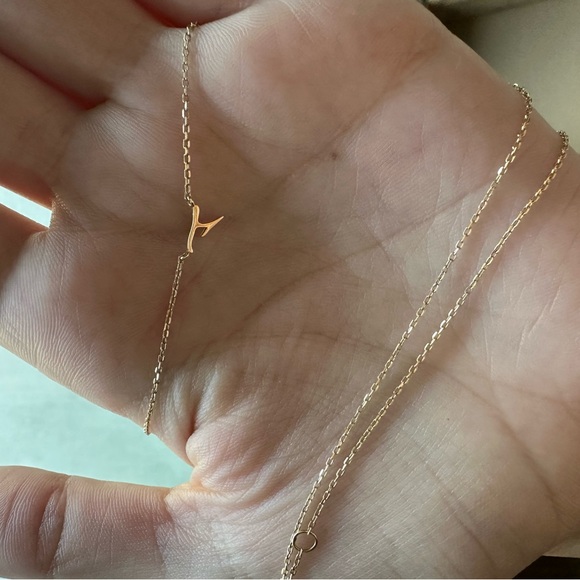 “by charlotte” 14k Solid Gold “T” Necklace - Picture 2 of 6